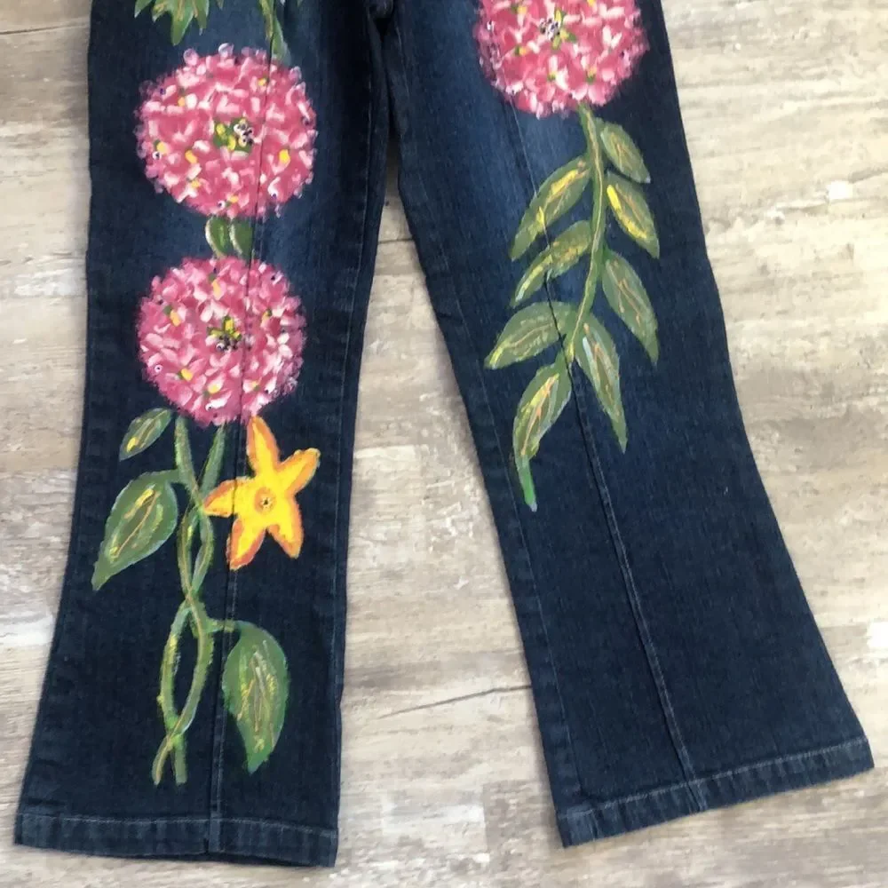 Baby Gassy Gooma Boutique Kids Girls Sz 6x Floral Painted Jeans